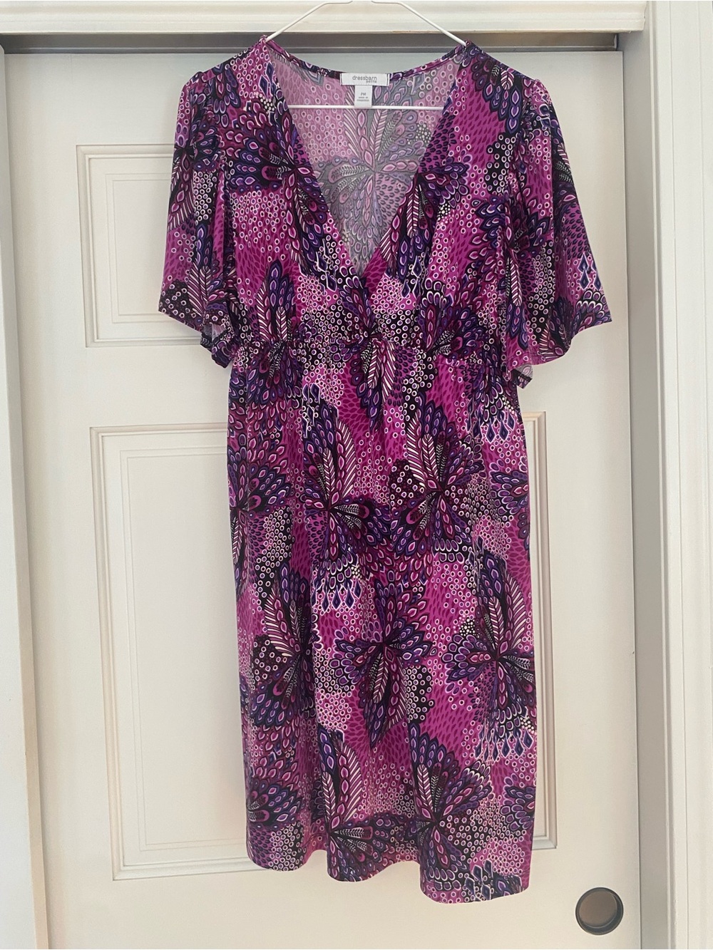 dressbarn Purple Floral V-Neck Dress